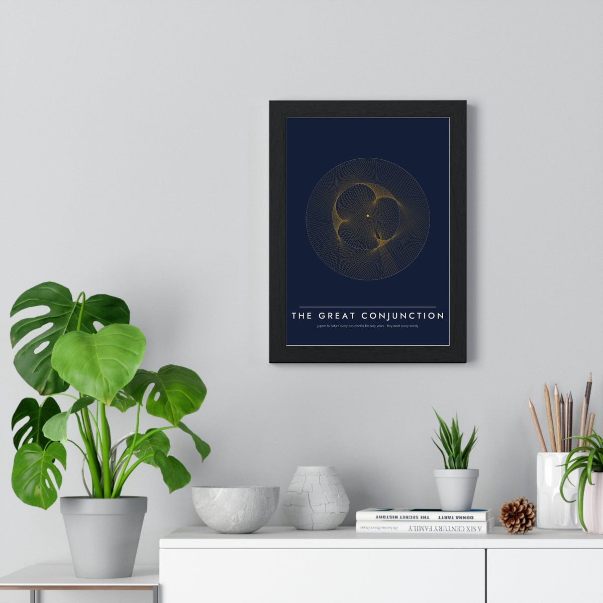 Great Conjunction print framed on a living room wall
