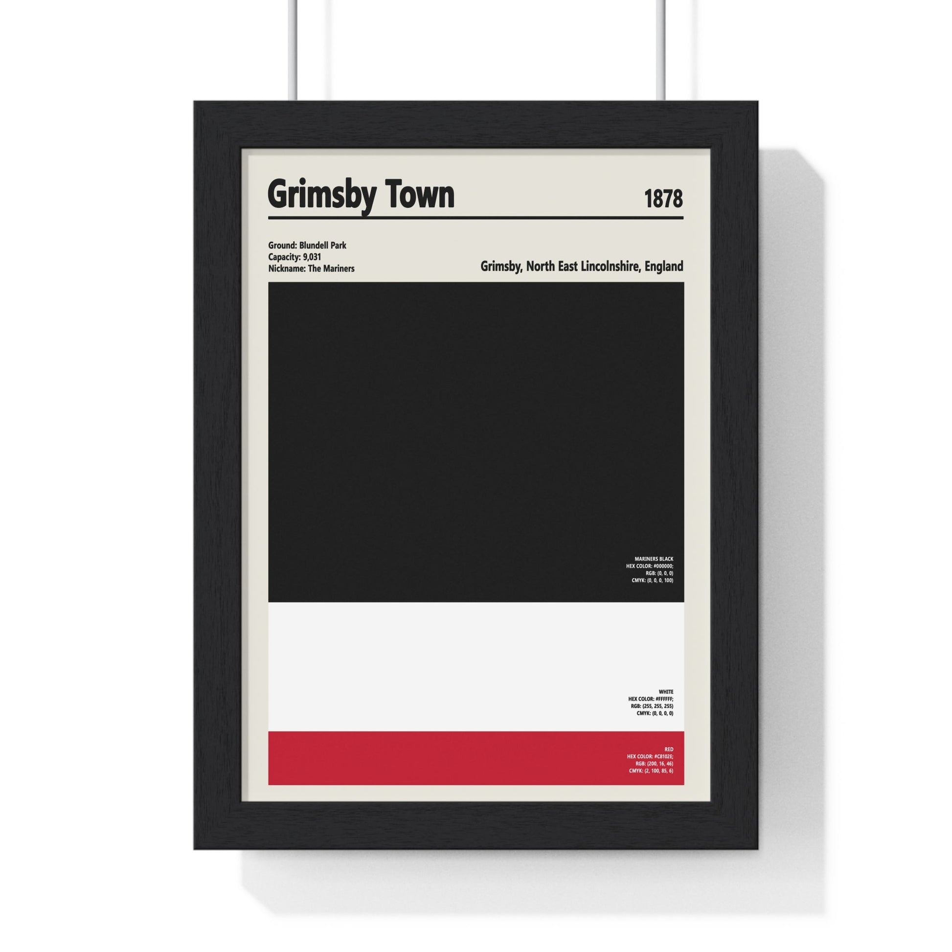 Framed Grimsby Town Colour Swatch Football poster