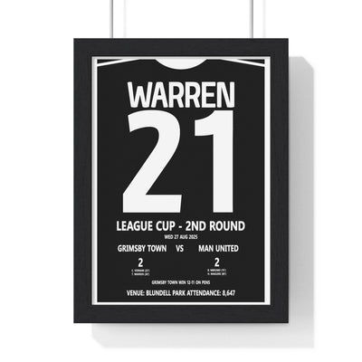 Framed Grimsby Town vs Manchester Poster League Cup 2025 poster