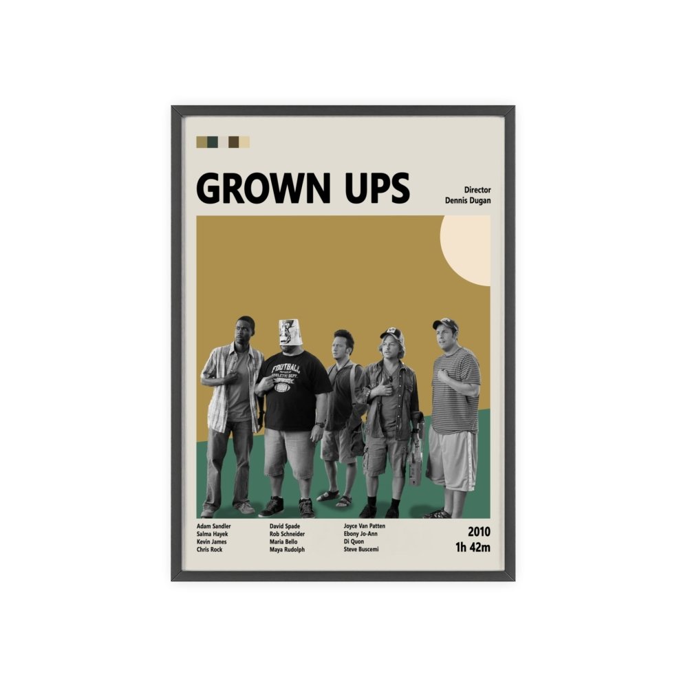 Grown Ups Minimalist Poster – Fun Comedy Art Print - Poster Kingz - A5 (unframed) - 