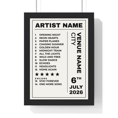 Personalised Concert Setlist Print - framed print