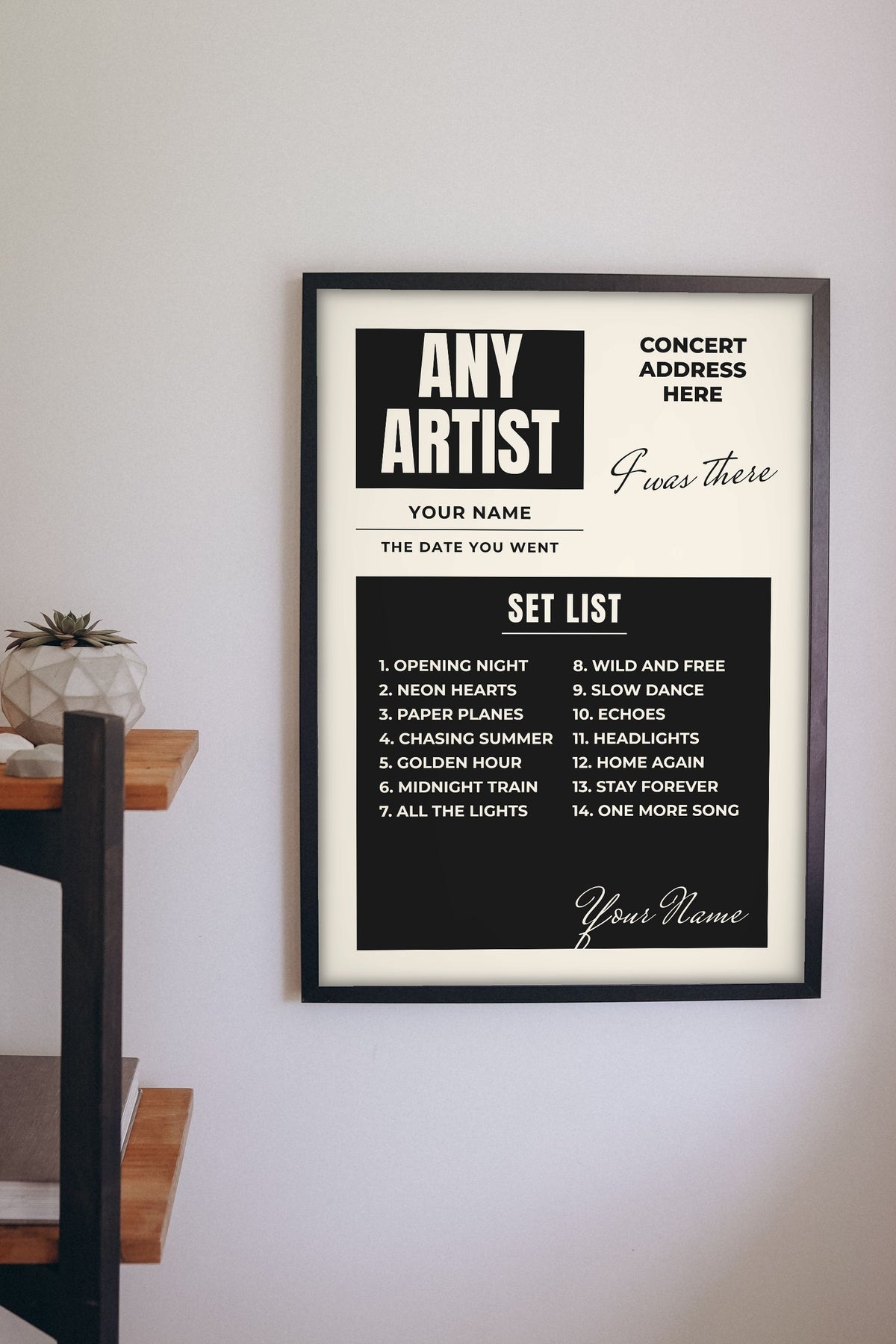 Personalised I Was There Gig Print - Lifestyle - hanging on a living room wall