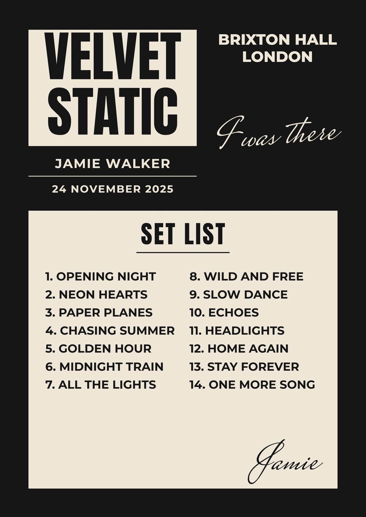 Personalised I Was There Gig Print - second design