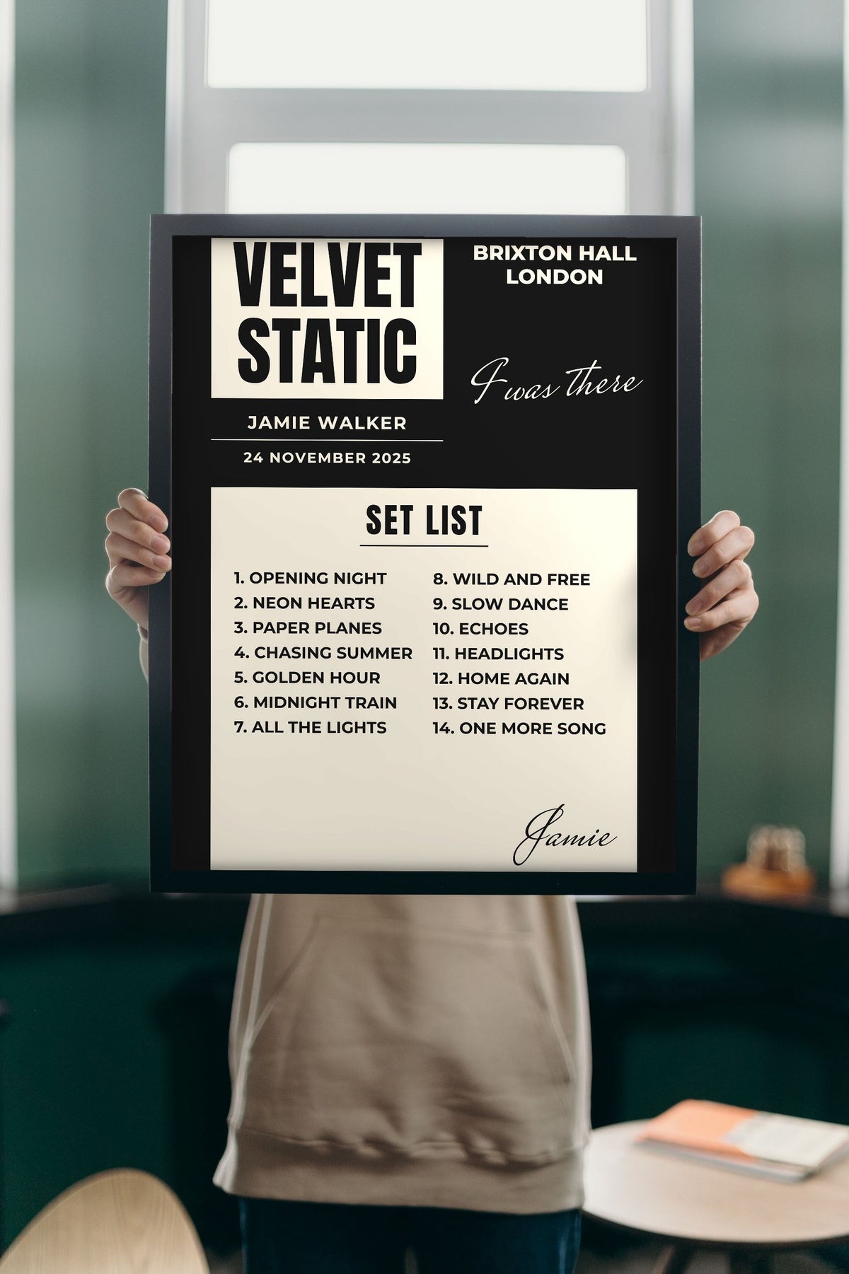 Personalised I Was There Gig Print - Lifestyle - held up in a bright room
