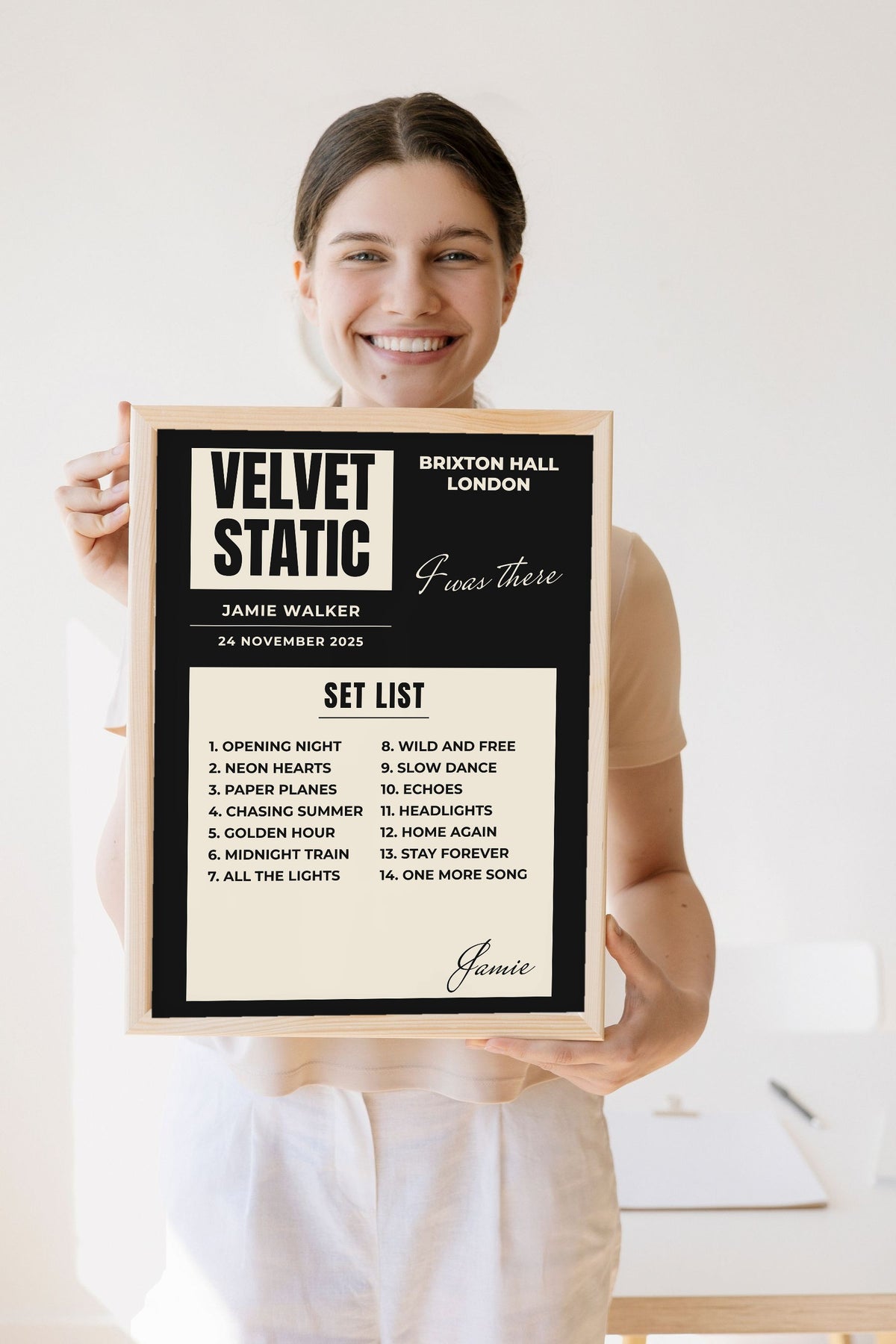 Personalised I Was There Gig Print - Lifestyle - held by a smiling woman