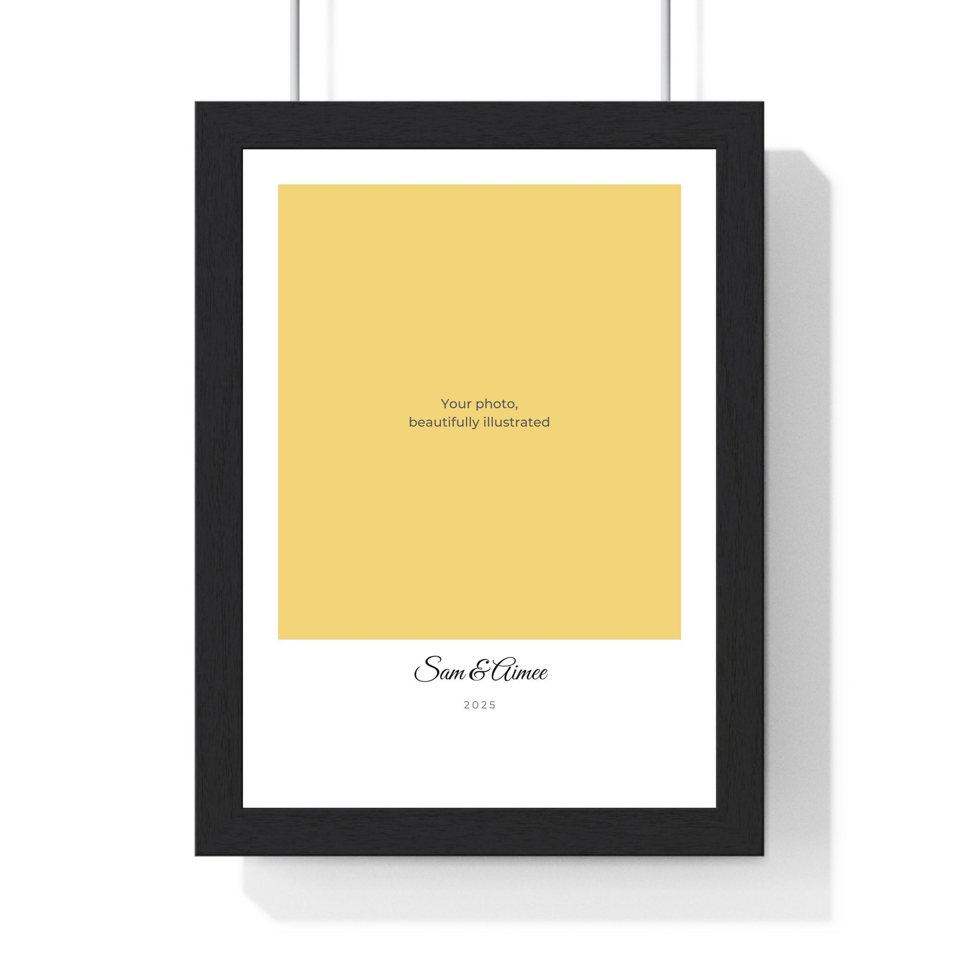 Custom couple portrait poster from photo with names and date