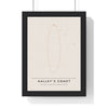 Halley’s Comet print framed in a black frame, ready to hang