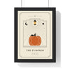 Halloween Tarot Card Print - framed pumpkin tarot card in black on cream