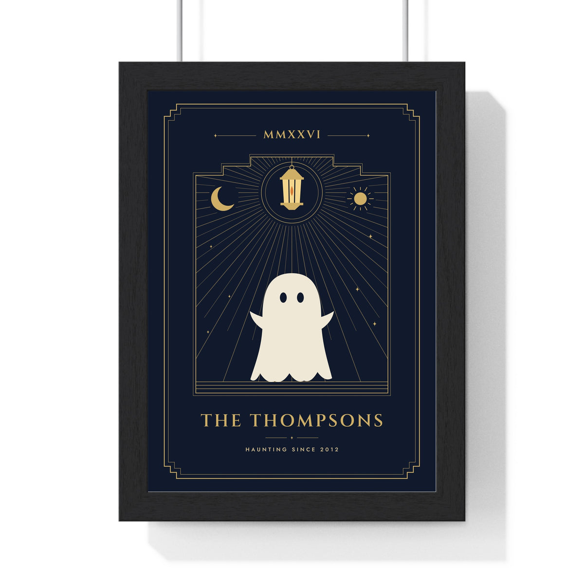 Halloween Tarot Card Print - framed midnight ghost card with a family name