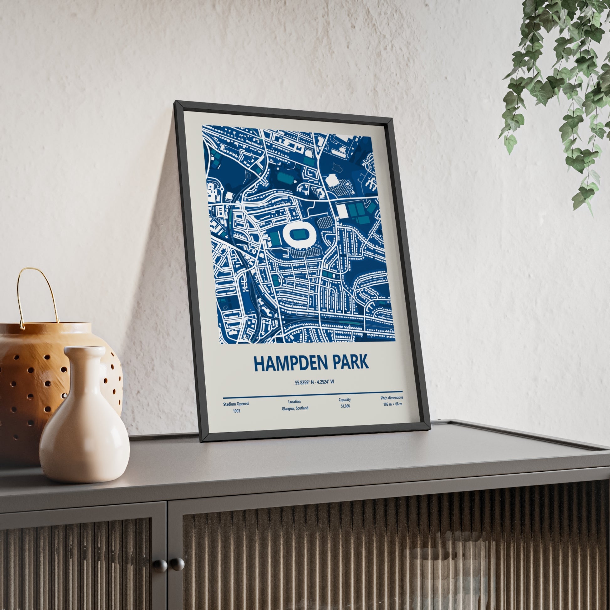 Hampden Park stadium map framed poster lifestyle mockup