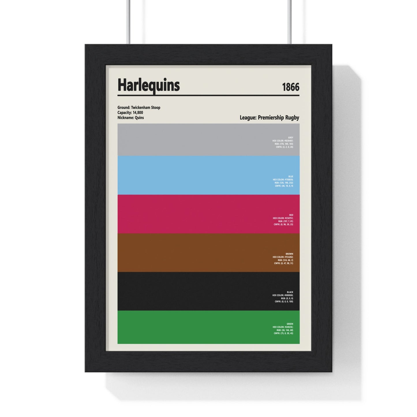 Framed Harlequins Colour Swatch poster