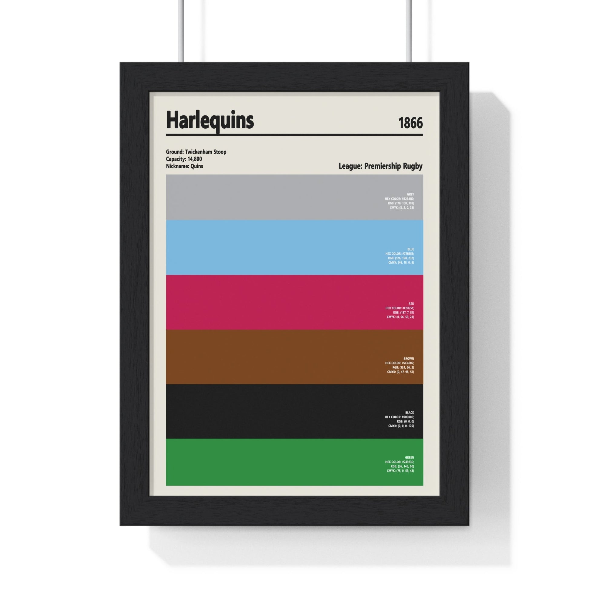 Framed Harlequins Colour Swatch poster