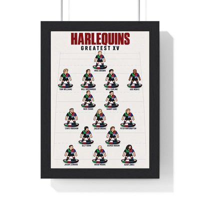 Harlequins Greatest XV print in a black frame
