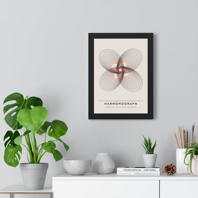 Harmonograph print framed on a living room wall