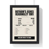 Botham's Ashes Headingley 1981 print framed in a black frame, ready to hang
