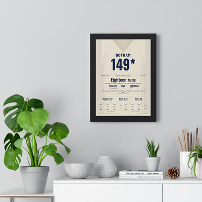 Ian Botham Headingley 1981 Cricket Poster - 149 Not Out Jumper Print framed on a living room wall