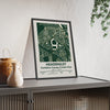 Headingley map print framed and leaning on a sideboard