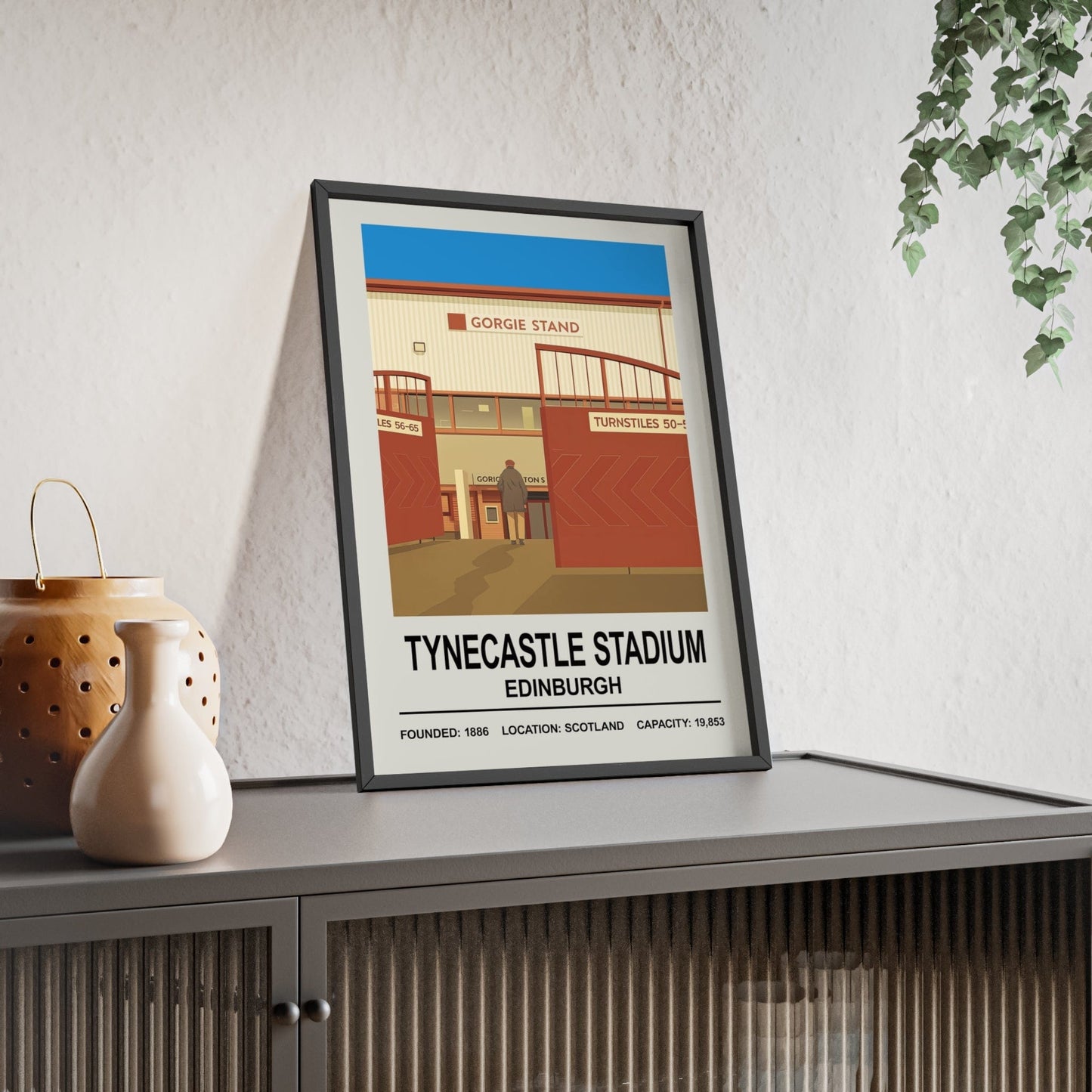 Framed Hearts Tynecastle Stadium poster