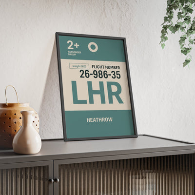 Framed Heathrow boarding pass travel poster