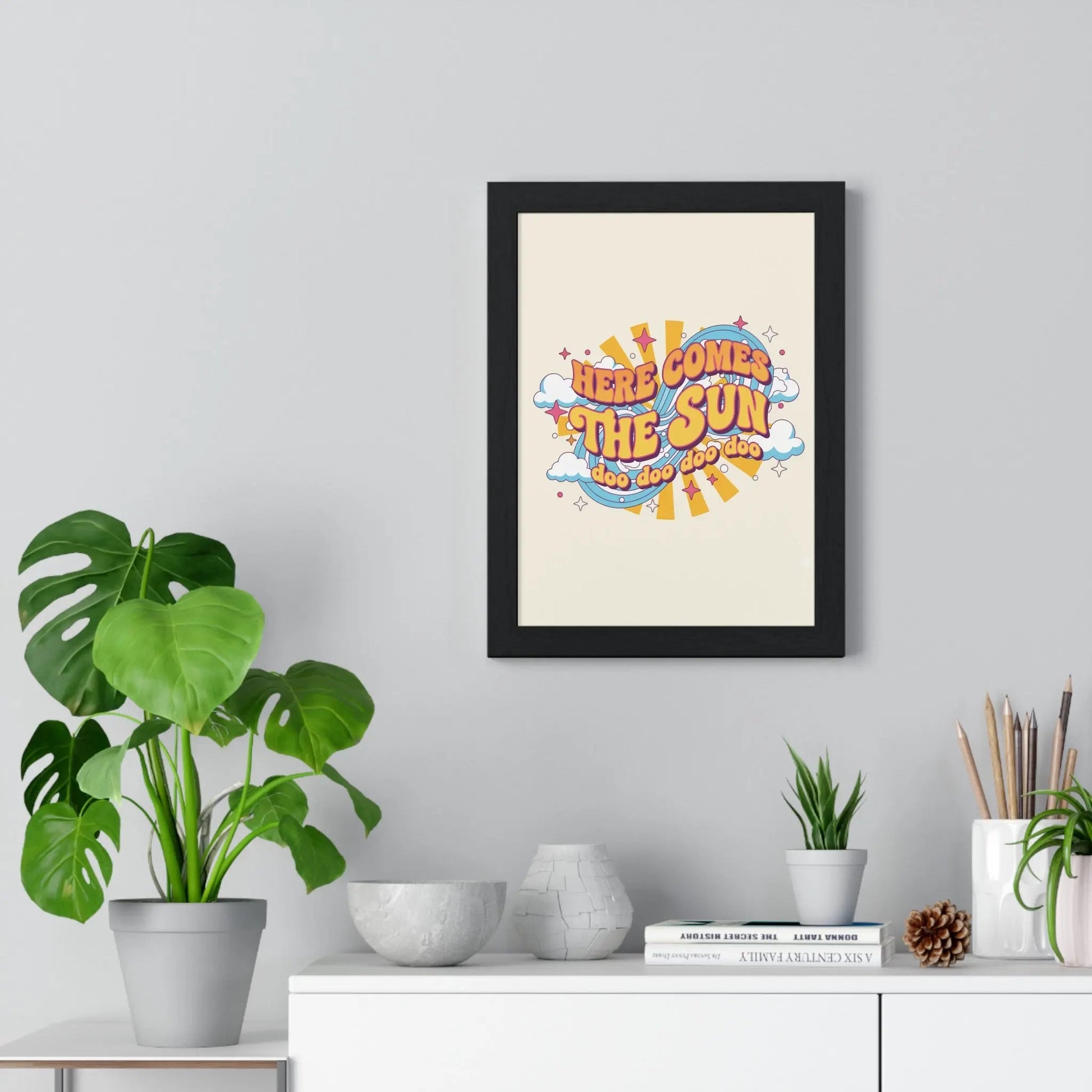 Framed Here Comes The Sun Lyric Print poster