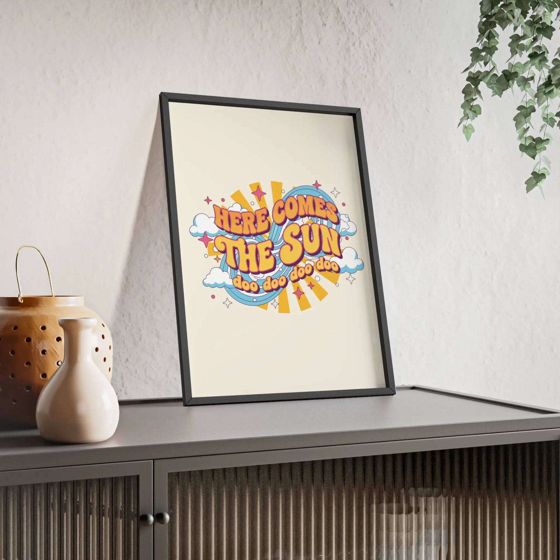 Framed Here Comes The Sun Lyric Print poster