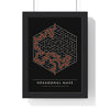 Hexagonal Maze print framed in a black frame, ready to hang