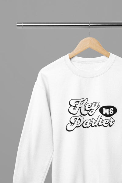 Black t-shirt with Hey Mrs Parker Quote Friday Movie /Sweatshirt front view
