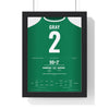 Hibernian Scottish Cup Final 2016 Poster - David Gray 2 Hampden Shirt Print framed in a black frame, ready to hang