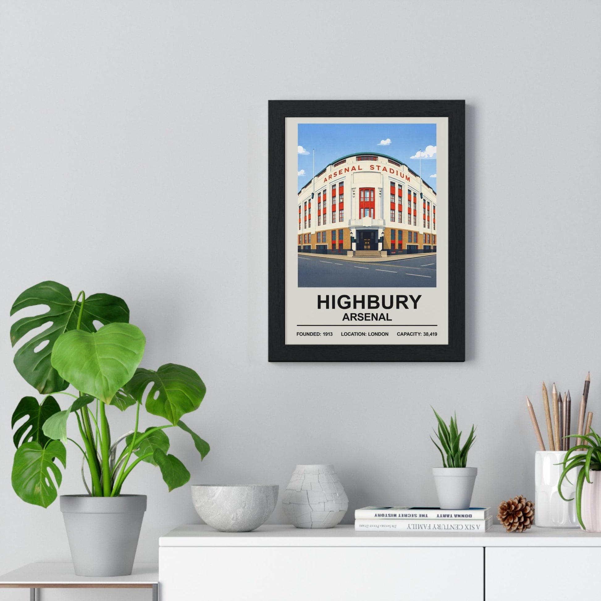 Framed Highbury Arsenal Stadium poster