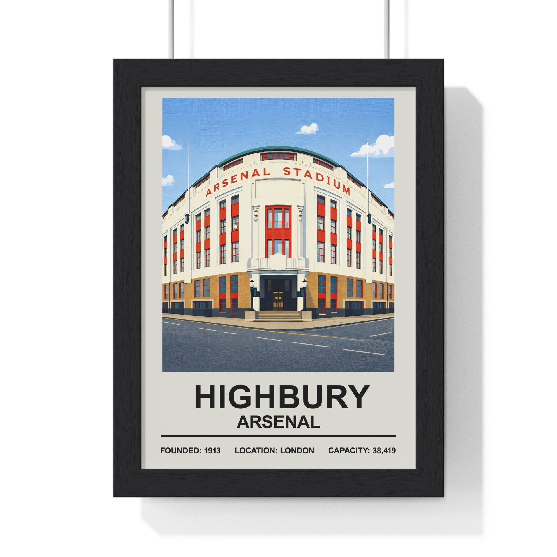 Framed Highbury Arsenal Stadium poster