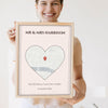 Personalised Wedding Venue Heart Map Print - Lifestyle - held by a smiling woman