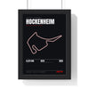 Hockenheim Circuit print framed in a black frame, ready to hang