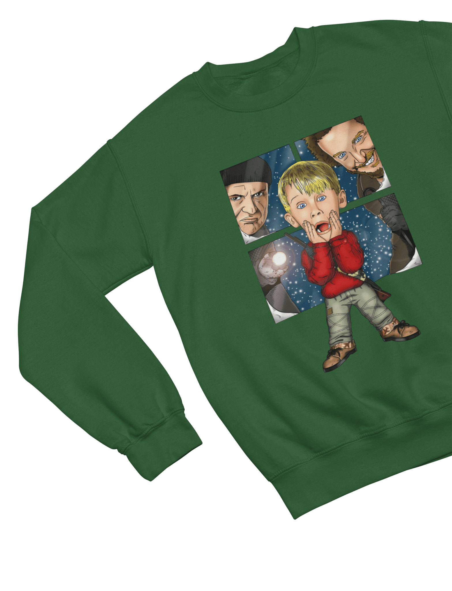 White t-shirt with Home Alone Christmas Jumper & - Kevin McCallister Parody