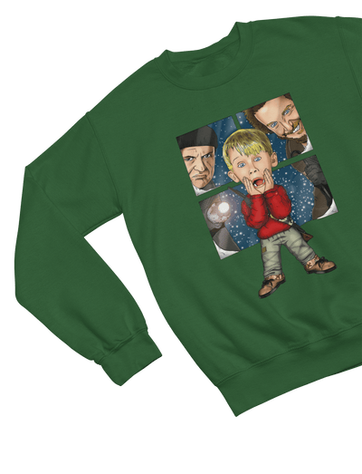 White t-shirt with Home Alone Christmas Jumper & - Kevin McCallister Parody