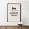 Framed Home Definition poster wall display