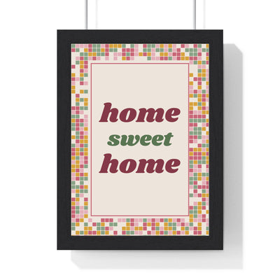 Home Sweet Home Print framed in a black frame, ready to hang
