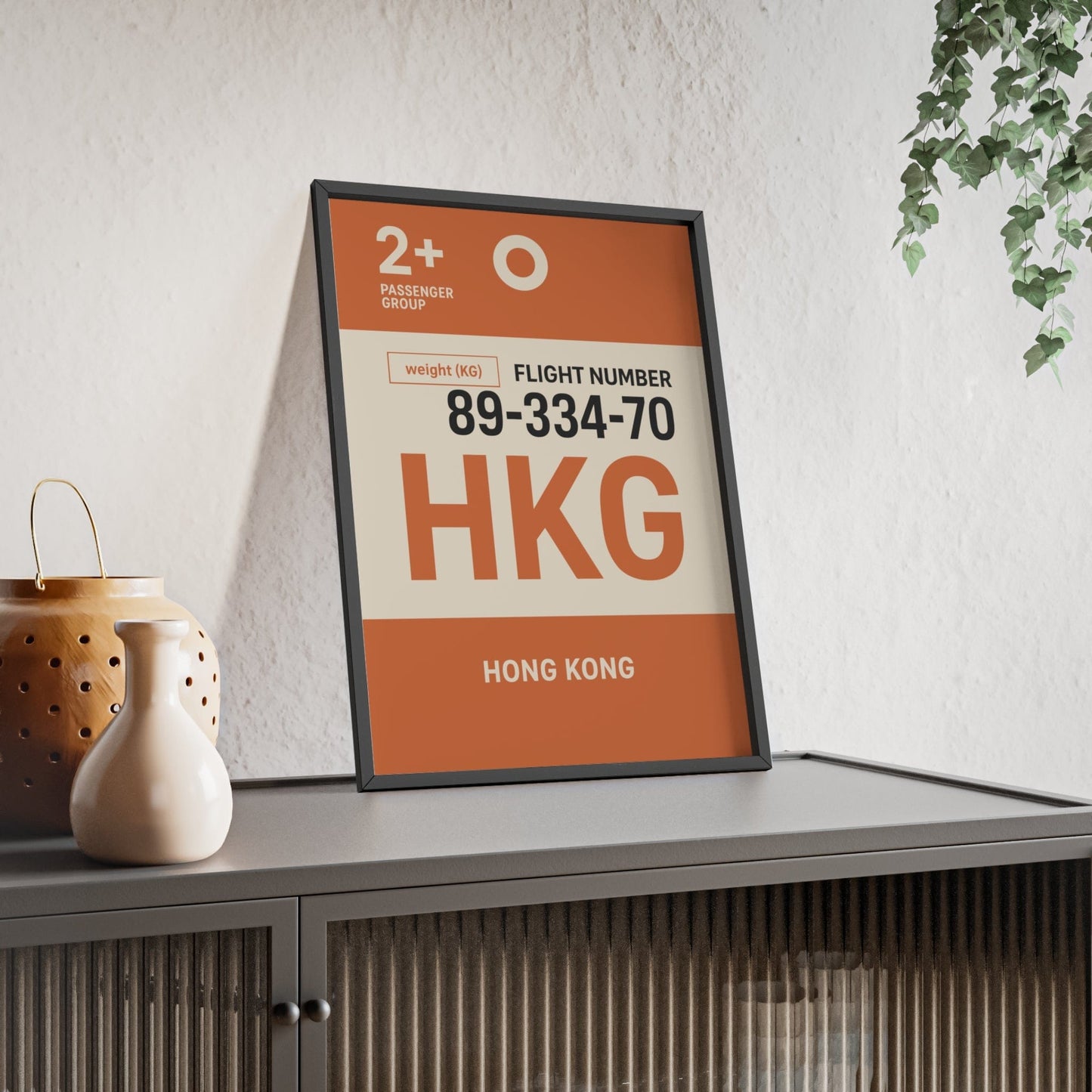 Framed Hong Kong boarding pass travel poster