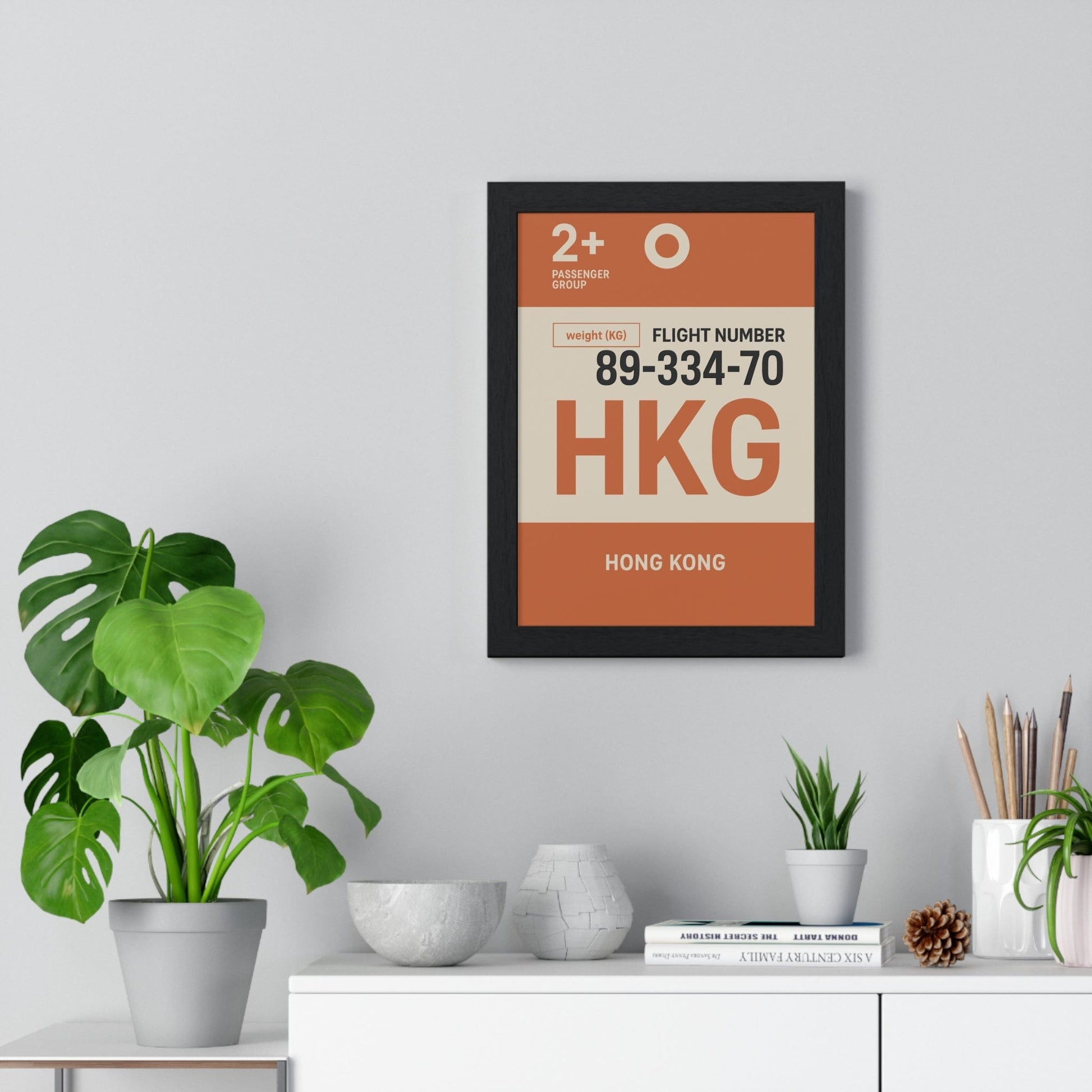 Framed Hong Kong boarding pass travel poster