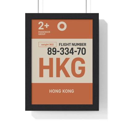 Framed Hong Kong boarding pass travel poster