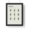 Hops Guide print framed in a black frame, ready to hang