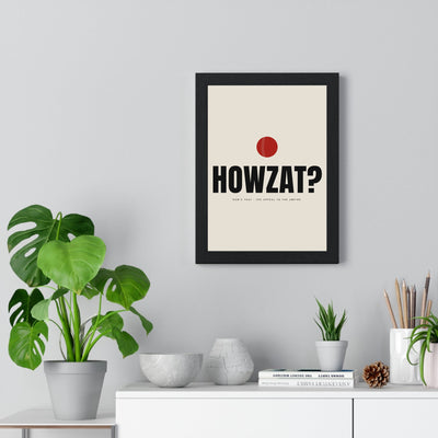 Howzat Cricket print framed on a living room wall
