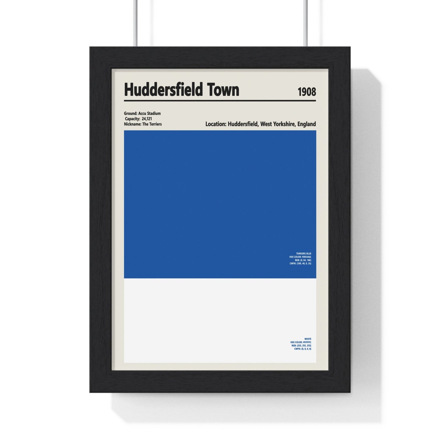 Framed Huddersfield Town colour swatch print