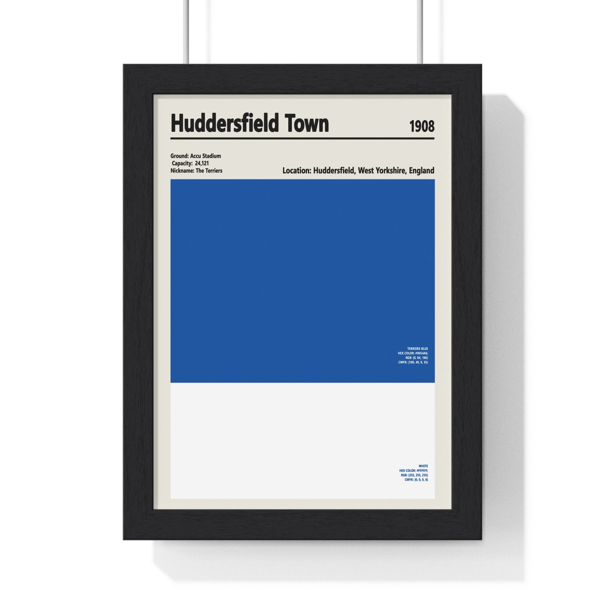 Framed Huddersfield Town colour swatch print