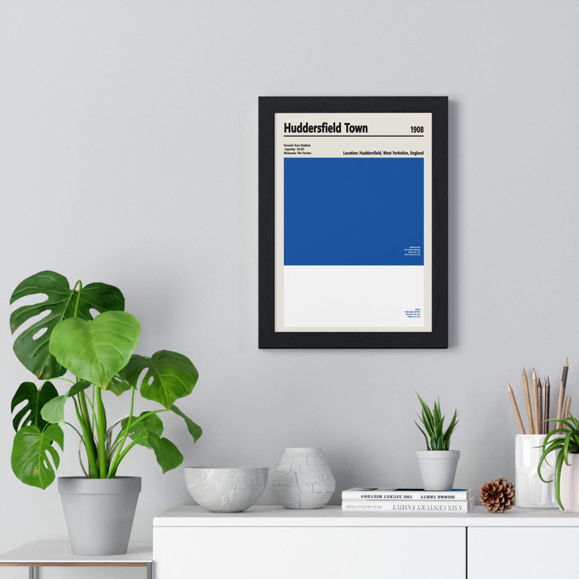Framed Huddersfield Town colour swatch print