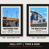 Hull City Then & Now Stadium Set | Boothferry Park + MKM Stadium Prints - framed prints shown together as a set