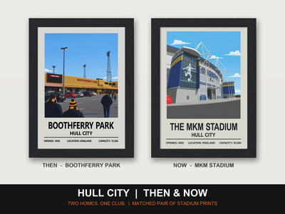Hull City Then & Now Stadium Set | Boothferry Park + MKM Stadium Prints