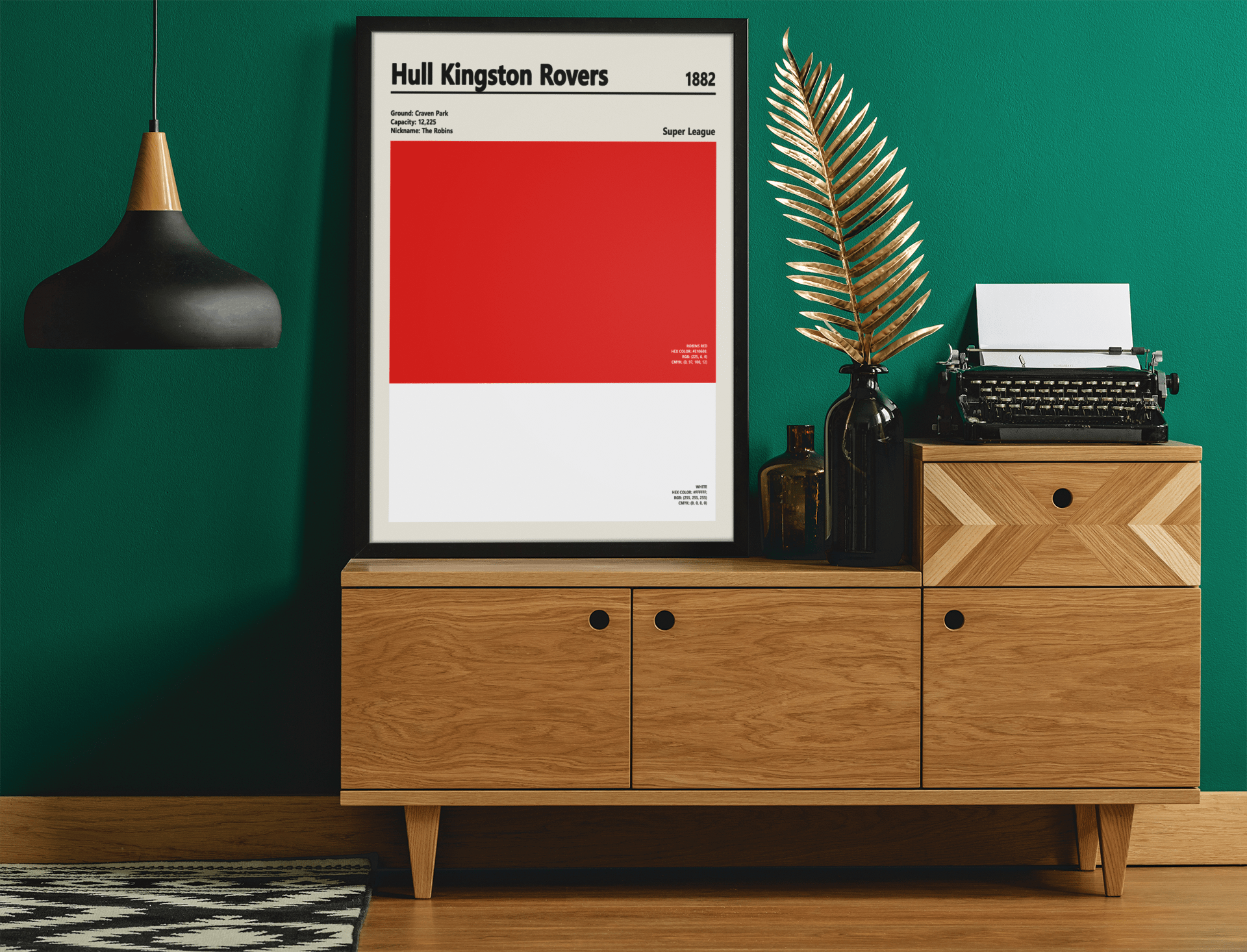 Framed Hull Kingston Rovers colour swatch print wall display