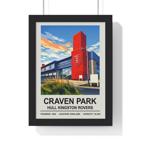 Hull Kingston Rovers Craven Park stadium poster framed black MDF