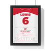 Hull KR Super League Grand Final 2025 Poster - Mikey Lewis 6 Treble Rugby Print framed in a black frame, ready to hang