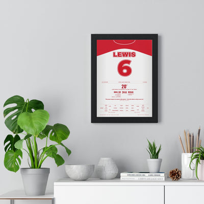 Hull KR Super League Grand Final 2025 Poster - Mikey Lewis 6 Treble Rugby Print framed on a living room wall
